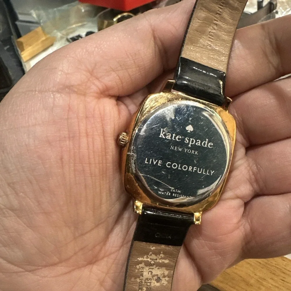 Works Kate Spade Live Colorfully Gold Tone Ladies Watch New Battery 38mm Fit 7.5